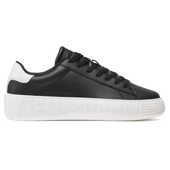 Tommy Hilfiger Monochrome Leather Cupsole Trainers